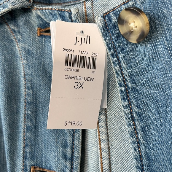 J. Jill plus size 3X lightweight denim jean jacket blue medium wash cotton NEW - Picture 12 of 14